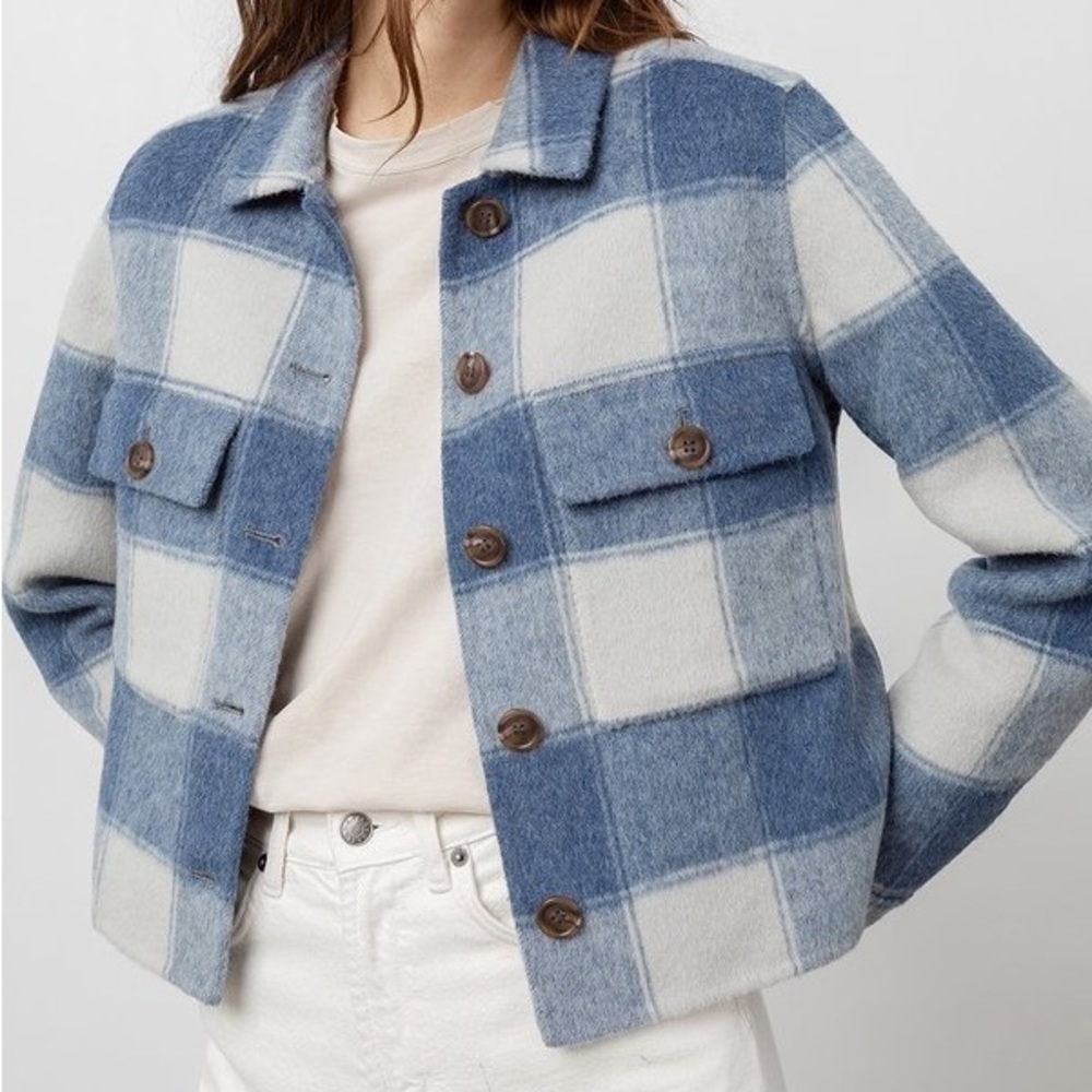 Rails Blue and White Plaid Wool Shacket